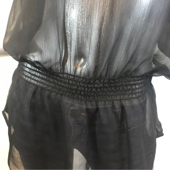 Sheer Black Express Top Medium Blouse Peplum Tunic Style - Picture 5 of 15